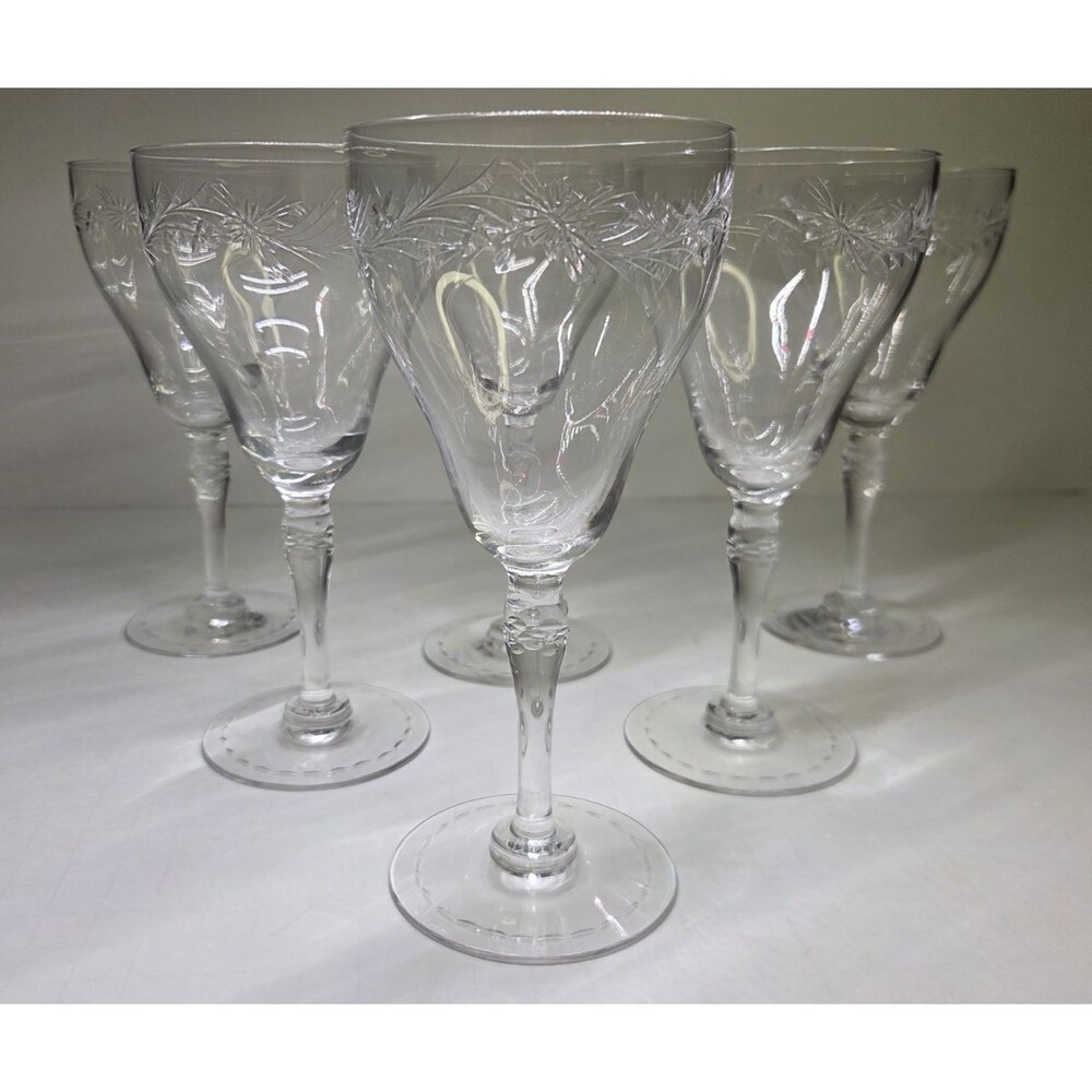 Set Of 6 Hawkes Marcella Water Goblets Glasses Stem # 2201 Wine 7" Discontinued